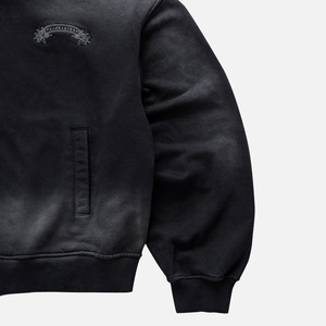 Sudadera con capucha BLINDSIDE negra lavada, estilo boxy, con cremallera completa, de algodón premium, oversize, estilo streetwear, informal. - Product Image 5