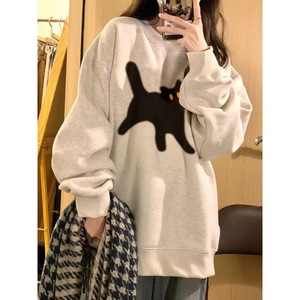 เสื้อสเวตเชิ้ตครอปลำลองสำหรับผู้หญิง พิมพ์ลาย ผ้าสแปนเด็กซ์/คอตตอน ด็อบบี้ ระบายอากาศได้ดี เหมาะสำหรับฤดูใบไม้ร่วง - Product Image 4