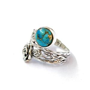 แหวนเงินแท้ 925 ประดับพลอยสีน้ำเงิน แหวนเงินแท้ทำมือ คอลเลคชั่น Blue Copper Tq แหวนเงินคุณภาพดี ราคาขายส่ง - Product Image 3