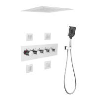 Ensemble de douche thermostatique moderne en laiton noir avec cartouche céramique dissimulée Koala KS-3003, vente directe usine, personnalisable, garantie 5 ans