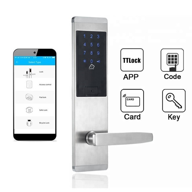 Wireless Bluetooth TTLock TTHotel Smart Phone APP IC Card and Password Hotel Door Lock for Office Home and Hotel