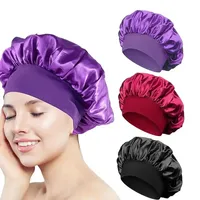 Bonnet en satin doux doublé de soie, grand bonnet de nuit en satin, bonnet de douche domestique, couvre-cheveux pour cheveux longs, outil de salon