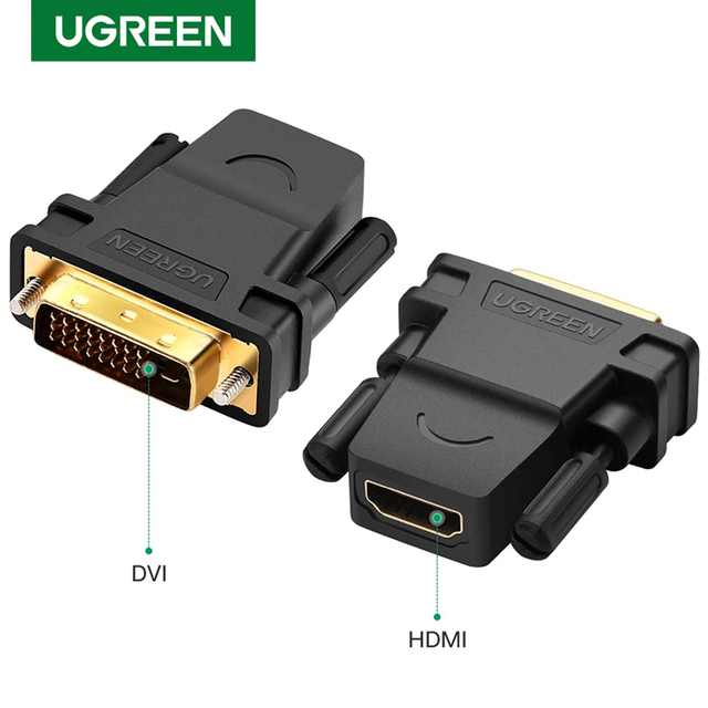 UGREEN DVI to HD-MI Adapter Bi-Directional DVI Male to HD-MI Female Converter DVI-D 24+1 Male to HD-MI Female High Speed Adapter