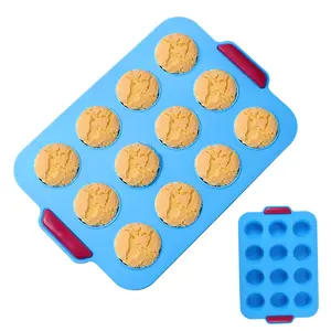 DM410-Moldes de silicona Para muffins, bandeja Para hornear pan, utensilios Para hornear pasteles, 12 cavidades, DIY