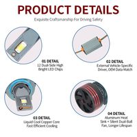 Bombilla LED para Faros Delanteros RYD M80 H3, 60W, 6500K, DC9-16V, Repuesto para Faros de Coche