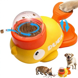 Gelber Enten-Futterspender mit Drück-und-Dreh-Mechanismus aus PP-Material, Auslaufsicheres Design, Interaktives Haustier-Spielzeug für Katzen, Hunde und Kätzchen - Product Image 1