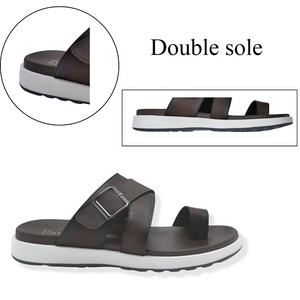 Vente en gros Tongs décontractées d'été avec logo personnalisé pour la plage Tongs plates en cuir PU Pantoufles arabes Sandales en cuir pour hommes d'intérieur et d'extérieur - Product Image 3