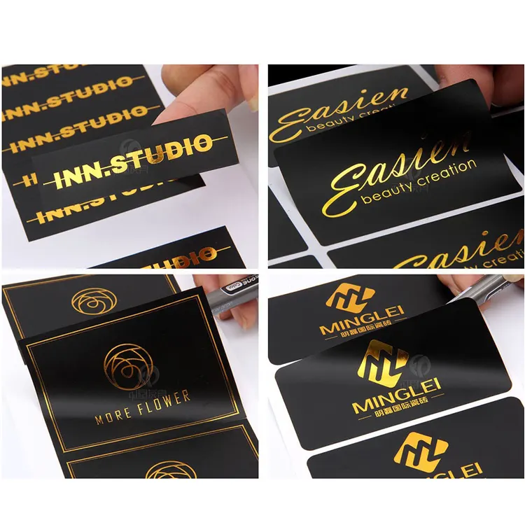 Logo personnalisé avec feuille d'or, étiquette privée autocollante, en papier artistique, couleur noir, 6000 pièces, pour emballage