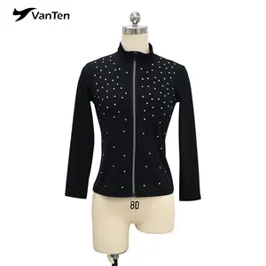 Roupa de treino de ginástica para meninas, jaqueta de treino com diamantes em cor cor cor de alta qualidade