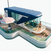Maison Conteneur de Luxe Préfabriquée en Structure HDPE, Maison Flottante Entièrement Équipée pour Hôtels, Mini-Maisons et Remorques