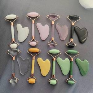 Rodillo facial de jade natural de alta calidad personalizado, herramienta de belleza para spa <span class=keywords><strong>Gua</strong></span> <span class=keywords><strong>Sha</strong></span>, masajeador, rodillo de jade y juego de <span class=keywords><strong>Gua</strong></span> <span class=keywords><strong>Sha</strong></span> para cara y ojos - Product Image 1