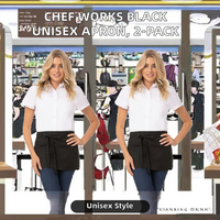 Tablier de serveuse unisexe noir (lot de 2) taille unique polyester/coton lavable en machine