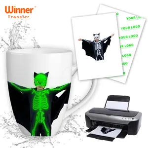 Nhà Sản Xuất Chuyên Nghiệp Gói 100 Sheets Glow In Dark Chuyển Nước Phim Cho Máy In Phun, Tumblers, Mugs, Kính DIY