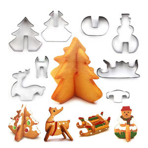クリスマスシリーズクリスマスツリー雪だるまエルクステンレス钢クッキーカッターセット - Product Image 2