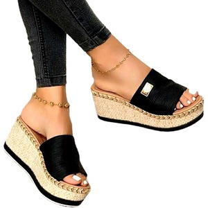 Sandalias de moda para mujer Spot Summer, venta al por mayor de fábrica, sandalias de cuña con suela de goma, pantuflas para mujer - Product Image 5