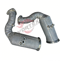 Vortex 304 Acier inoxydable 1,5 mm d'épaisseur Poli miroir Haut débit Collecteur d'échappement universel catalyseur intégré Audi RS Q8 SQ8 4.0T V8