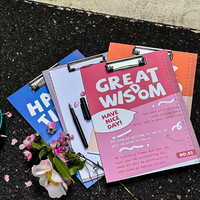 Portapapeles A4 de Colores Vibrantes, Carpeta de Papel con Frases Inspiradoras, Material de Papelería Moderno con Regla para la Escuela y la Oficina