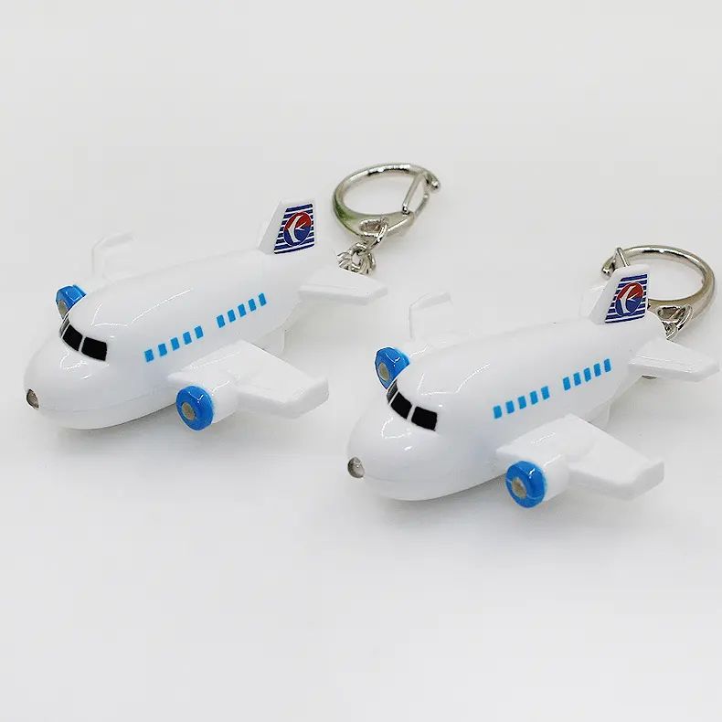 Custom Logo Led sound airplane key chain for promotion