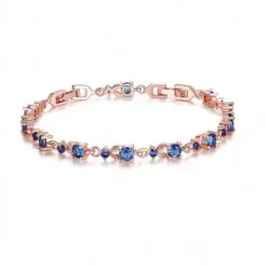 Bamoer Luxury Slender Rose Gold Plated Bracelet With Sparkling