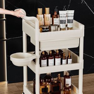Modern Three-Tier <b>Plastic</b> 4-<b>Wheel</b> Eco-Friendly Durable Trolley Cart for Home Office & Salon Hair Spa Living Room & Bedroom Use - Product Image 2