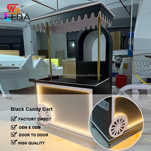 Chariot à bonbons mobile en PVC noir personnalisé pour événements de mariage, fêtes, anniversaires, décoration - Product Image 2