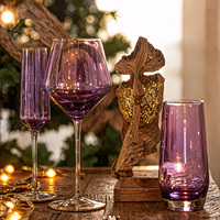 Magnifiques gobelets à eau électro-plaqués violet, verres à champagne, gobelets à vin en cristal pour les fêtes
