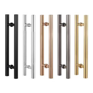 Stainless Steel Round Tube Handle for Glass <strong>Doors</strong>, Black and Rose <strong>Gold</strong> Fingerprint-free Large Handle for Wooden Sliding <strong>Doors</strong> - Product Image 1