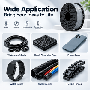 Filamento Flexible para Impresora 3D de TPU90A de 1.75 mm, Elástico y Suave para Impresión 3D FDM, para Sellos, Correas de Reloj, Fundas de Teléfono - Product Image 2
