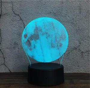 Lâmpada de gravação 3D LED personalizada romântica e luminosa brilhante bola de cristal luz noturna com base de madeira para decoração de mesa