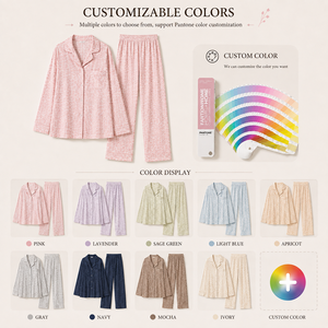 Set <span class=keywords><strong>Pigiama</strong></span> da <span class=keywords><strong>Donna</strong></span> in Cotone Rosa <span class=keywords><strong>con</strong></span> Stampa Leopardata, Maniche Lunghe e <span class=keywords><strong>Bottoni</strong></span>, Pantaloni Lunghi, Morbido Completo Casual per Casa - Product Image 2
