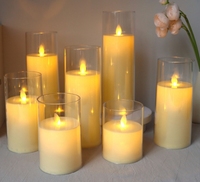 Bougie décorative électronique lumineuse simulée à tête oscillante en verre acrylique LED