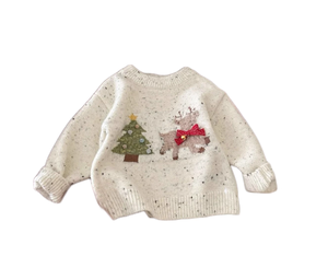 2025 NEW Eco-Friendly 100% Cotton <strong>Christmas</strong> Reindeer Tree Pattern Winter Knit Pullover ODM OEM <strong>Boys</strong> Sweater Warm <strong>Jumper</strong> <strong>Boy</strong> - Product Image 2