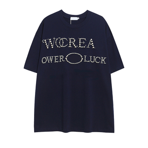 T-shirt en coton de luxe surdimensionné 230 g/m² pour homme, 100 % coton, haute qualité, logo personnalisé avec perles 3D et lettres - Product Image 1