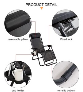 Silla Reclinable Plegable de Gravedad Cero para Exteriores, Tumbona Individual para Dormir, Silla de Playa para Acampar y Pescar - Product Image 3