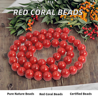 Perles rondes en corail rouge naturel d'origine, 4 mm, certifiées par un tiers, à vendre