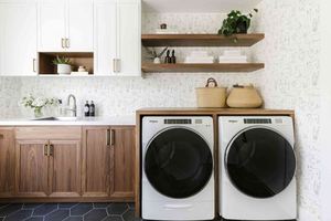 Meubles de salle de lavage sur mesure, design moderne et simple, avec lavabo et panier - Product Image 3