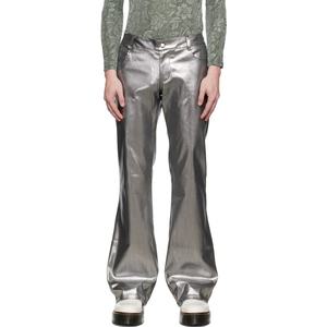 Shiny Puddle <b>Flare</b> Pants <b>for</b> <b>Men</b> Coated Waterproof & Breathable Solid Pattern <b>for</b> <b>Jeans</b> - Product Image 4