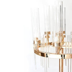 Candelabro LANJO de Lujo Dorado con 9 Brazos, Pantalla de Cristal y Base Metálica, Centro de Mesa para Bodas, 50x93cm - Product Image 6