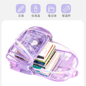 Transparent Jelly <b>Backpack</b> For Girls 18 In <b>Large</b> Capacity School <b>Backpack</b> With Zipper Pocket Multiple Colors Available - Product Image 3