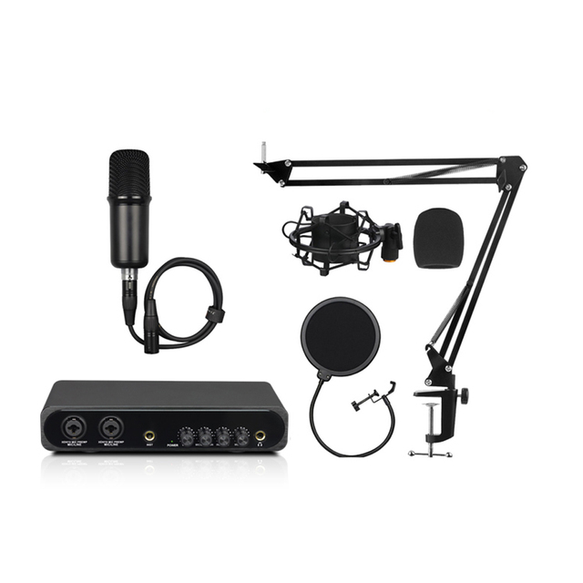 High Level Professional Rechargeable Mobile Phone Computer Use DSP Mixer Interface Recording Studio Sound Card USB Metal