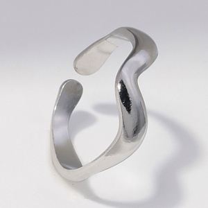 Fast Shipping Ins Style Simple Ripple Stainless Steel <b>Open</b> <b>Rings</b> for Girls Women - Product Image 2