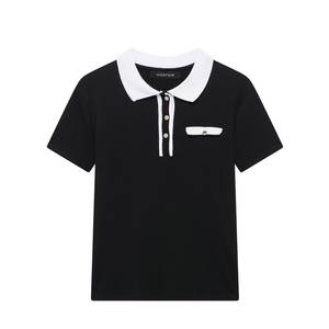 เสื้อสเวตเตอร์ถักลายปะติดปะต่อแฟชั่นใหม่ประจำฤดูร้อนปี 2025 ของ PB&ZA สำหรับผู้หญิง เสื้อโปโลแขนสั้นสไตล์วินเทจ เสื้อคลุมผู้หญิงสุดชิค - Product Image 6