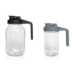 BPA-freies lebensmittel-klasse breite Öffnung Kunststoff Mason-Glas-Guss ausgießer Trinkdeckel mit Griff