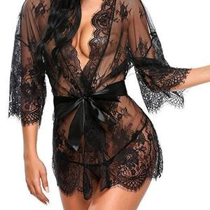 Lace <b>Mesh</b> Nightgown Sleepwear Lace Transparent Nightwear Plus Size <b>Lingerie</b> - Product Image 2