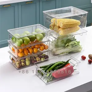 Rõ Ràng Dễ Xử Lý Giỏ Rau Trái Cây Container Nhà Bếp Acrylic Tủ Lạnh Organizer Lưu Trữ Cho Tủ Lạnh