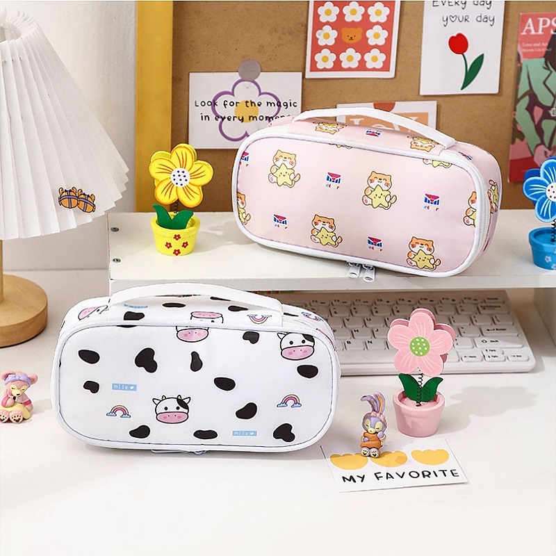 Hot Selling Large Capacity Terylene Pencil Case Cute Kawaii Piggy Bunny Print Girls Pencil Case Wholesale Pencil Case