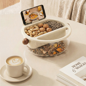 Draining Fruit Plate Oval Flip Top With Stand For Binge Watching Snack Box Double Layer Solid Color - Product Image 4