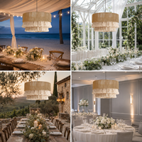 Lustre en macramé en coton bohème fait main avec franges, design écologique pour mariage, restaurant, décoration de la maison