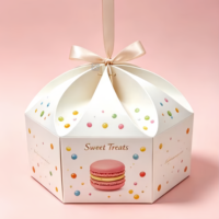 Boîte à dessert personnalisée avec séparateurs et insert pour sauce, boîte cadeau semi-ronde pour boulangerie, en-cas, pâtisserie, boîte en papier pyramidale