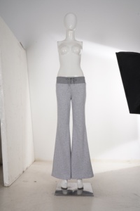 Women's <b>Drawstring</b> Flare Leg Sweatpants Low-Rise Loose-Fitting Casual <b>Trousers</b> Soft Knit Y2K Activewear <b>Trousers</b> - Product Image 6